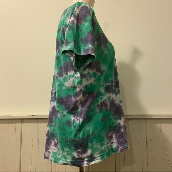 Original Use Small Green Purple Tie Dye Short Sleeve T-Shirt - Picture 4 of 11